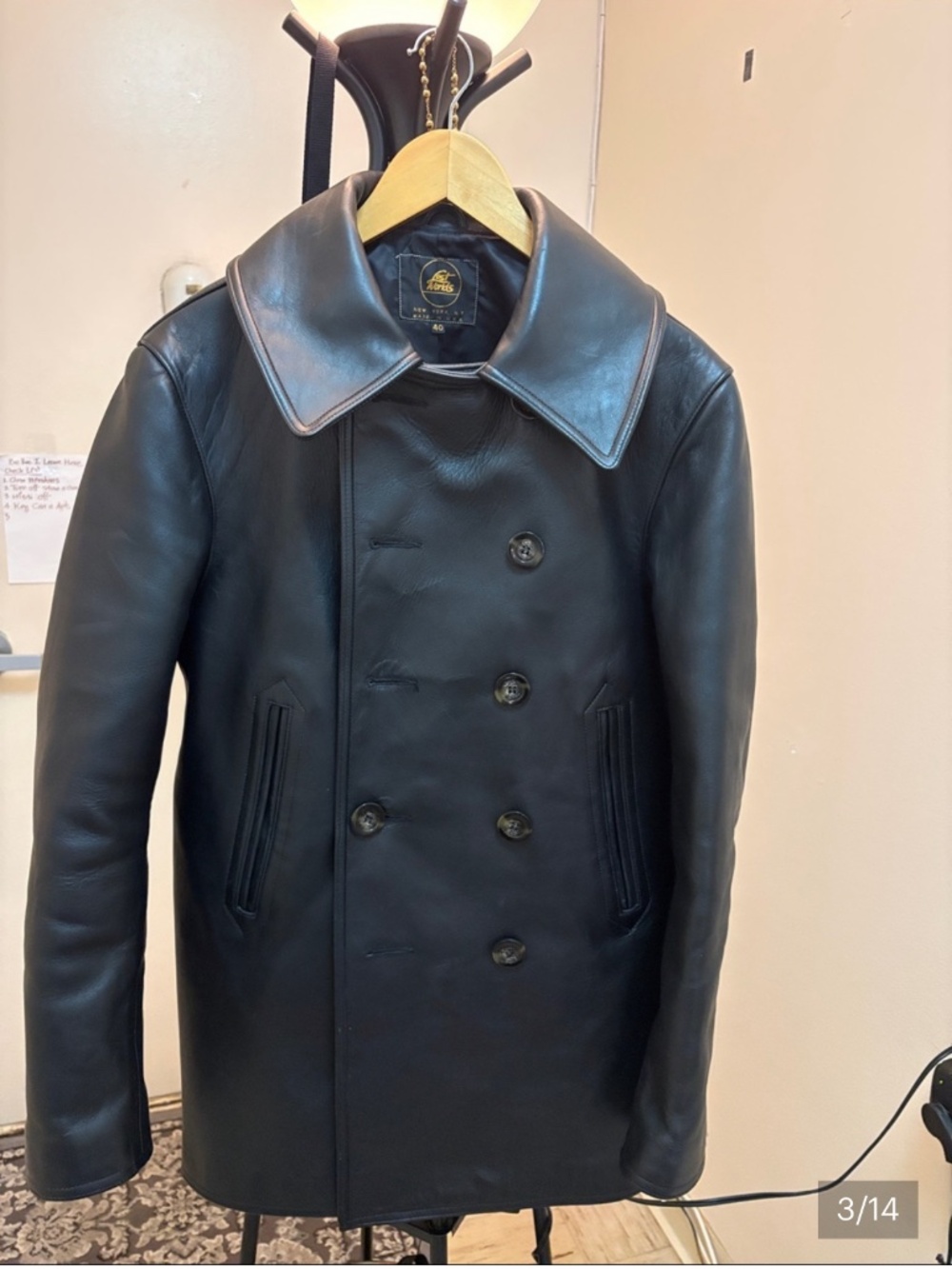 LOST WORLDS HORSEHIDE BLACK LEATHER WITH WIDE LAPELS SIZE : 40 - Picture 4 of 15
